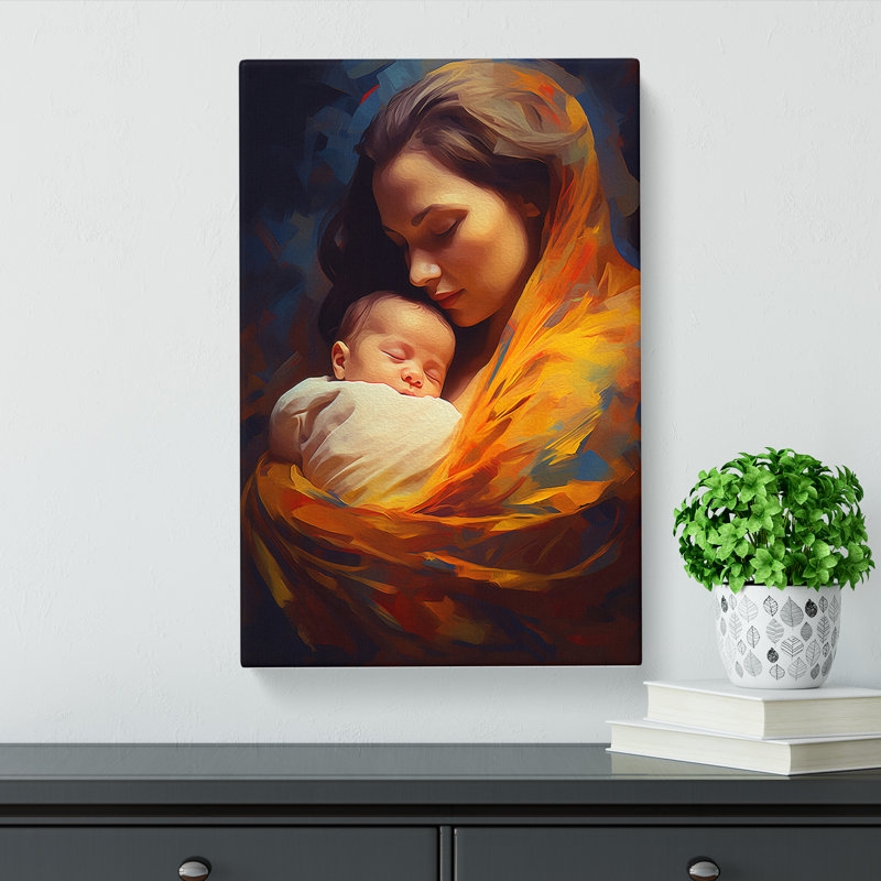Mother And Baby Digital - Wrapped Canvas, 60cm H x 40cm W x 3cm D