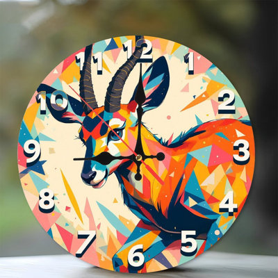 Colorful Artistic Antelope Wall Clock Decorative Art