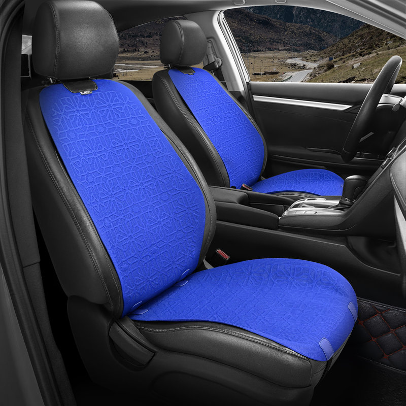 Front Row Seat Covers Universal Waterproof Polyester For Cars Suvs Trucks Airbag Compatibility​​, Blue