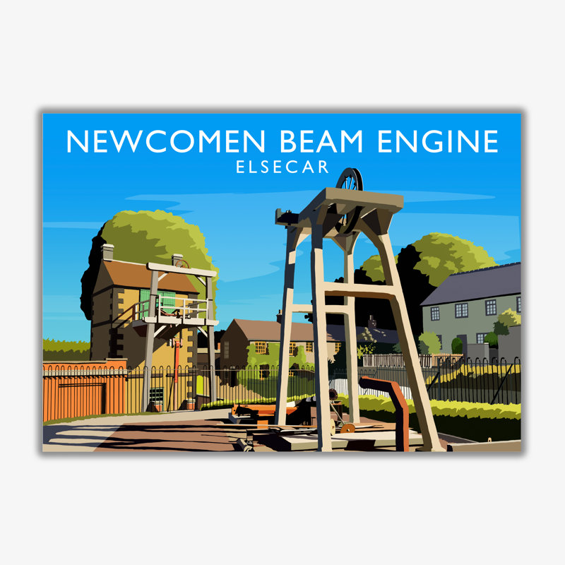 Newcomen Beam Engine 1 Piece Wall Art, 40cm H x 50cm W x 3cm D, No Framed