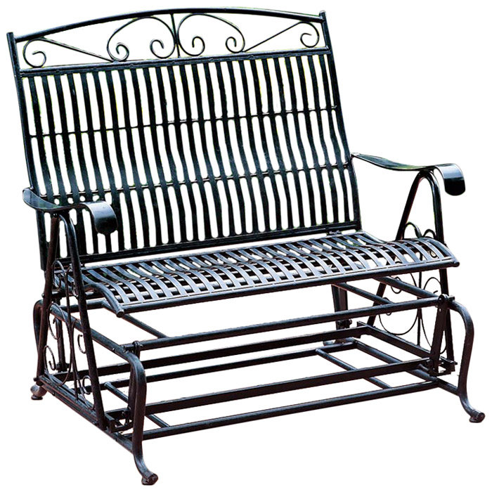 Nocona Wicker Outdoor Glider, Black Antique Powder