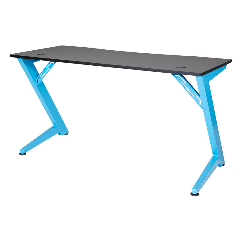 Amoll Metal Base Computer Desk, Black/Matte Blue