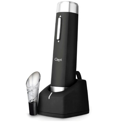 Ozeri Prestige Electric Wine Bottle Opener With Aerating Pourer And Foil Cutter In Silver;black