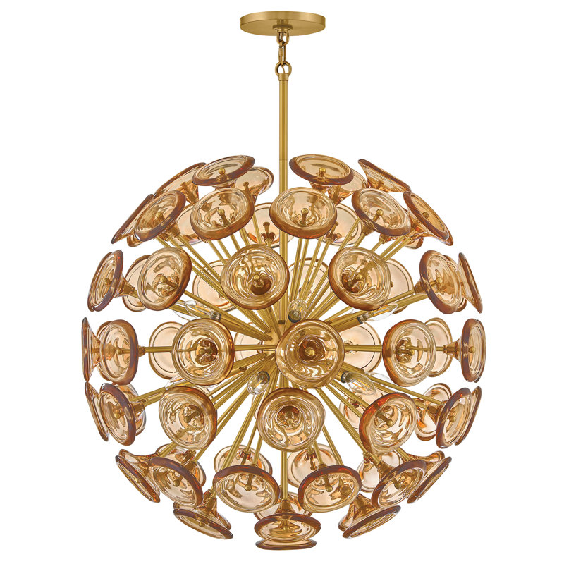 Fredrick Ramond Maya Medium Globe Chandelier, 12 Lights, Amber, 80.75" H x 30" W x 30" D