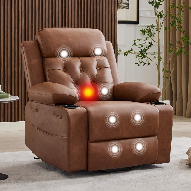 Fauteuil inclinable électrique Power Lift pour personnes âgées avec massage par vibration et chauffage lombaire, Brun