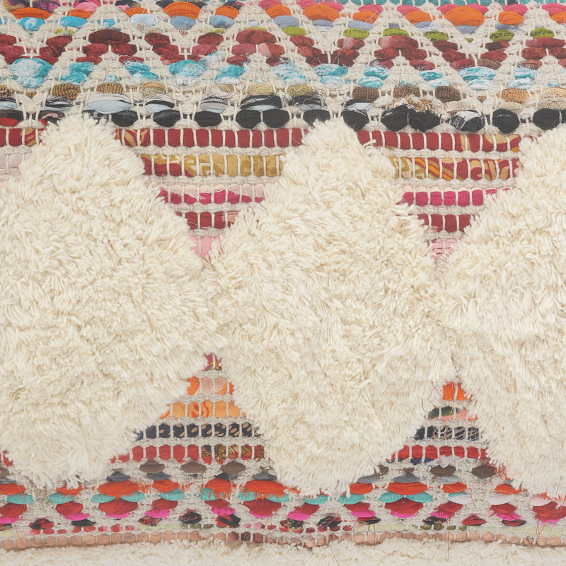Oreiller 14 po x 36 po 100% coton rayé blanc cassé rouge bleu orange et vert