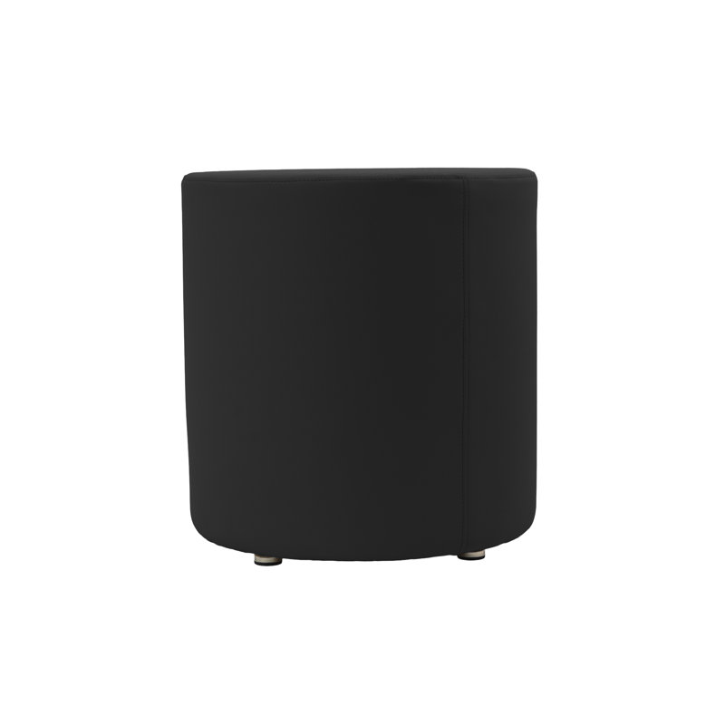 18 inch Round Everyday Vinyl Ottoman, 19 inch Height, Black