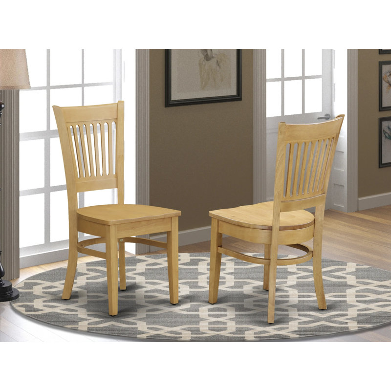 Vancouver Kitchen Dining Chairs - Slat Back Wooden Seat Chairs, Set of 2, Oak, Oak