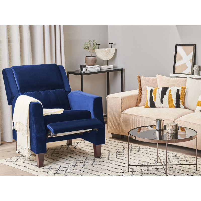 Castin 75cm Wide Velvet Standard Recliner, Blue