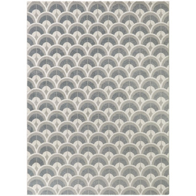 Tapis géométrique bleu Art déco Dillens