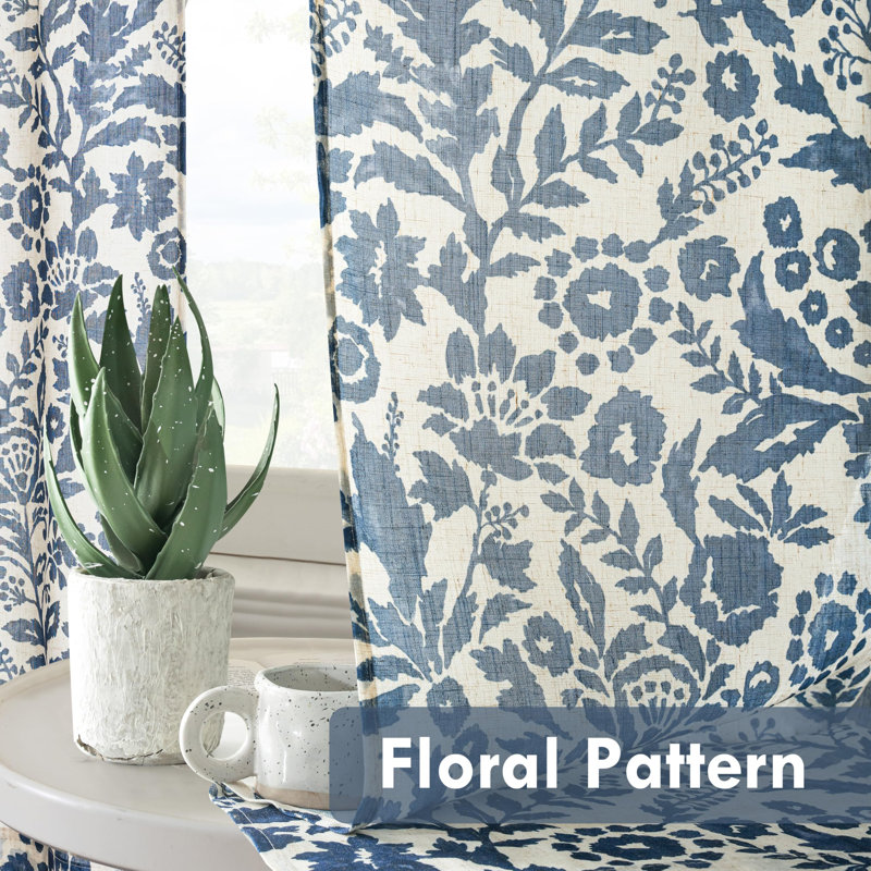 Kitchen Curtain Floral Tier Linen Short Pinstripe Cafe for Living Room Bathroom Julia Farmhouse Rustic Curtains Rod Pocket 2 Panels