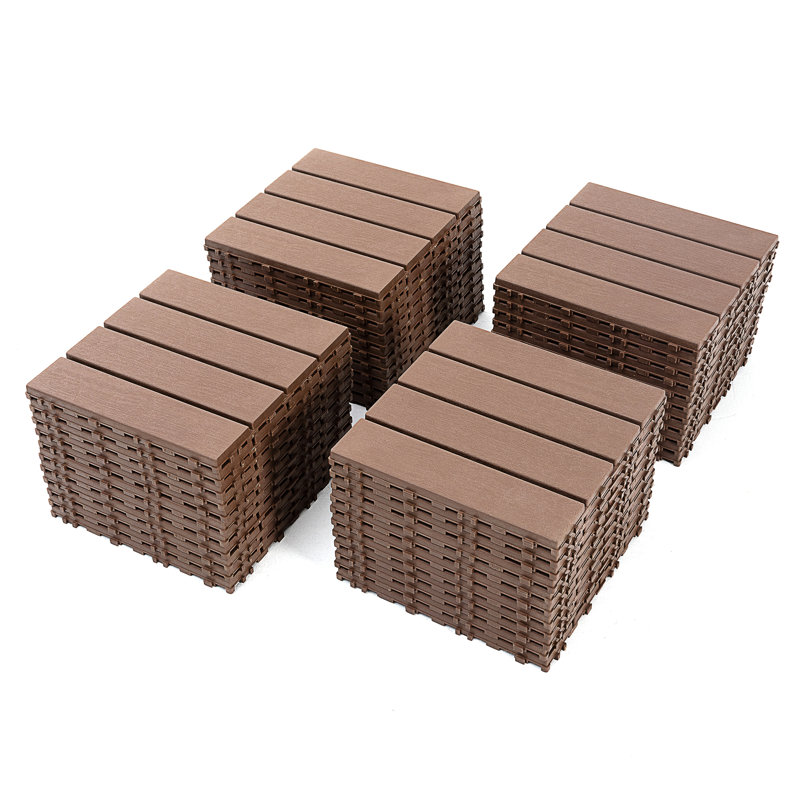 Plastic Interlocking Deck Tiles, Brown