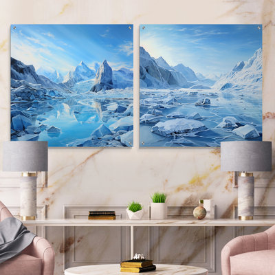 Glacier Winter Scenery In Greenland - Ensemble de 2 peintures murales en acrylique sur glacier