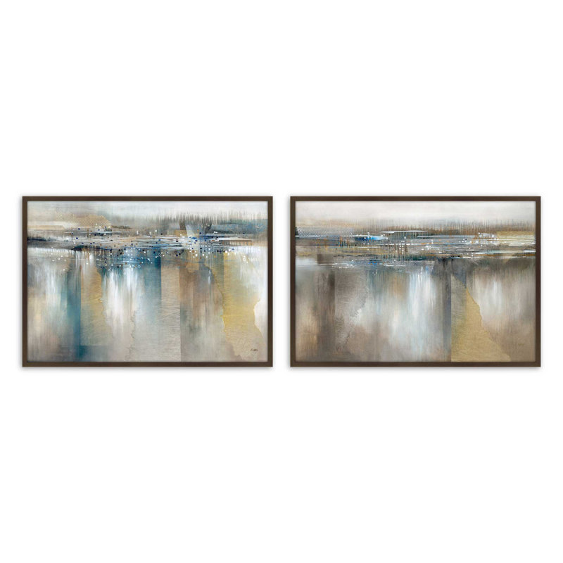 Ensemble de 2 imprimés Moody Drift Lines, 18 po x 12 po, Impression encadrée, Brun Belvinder