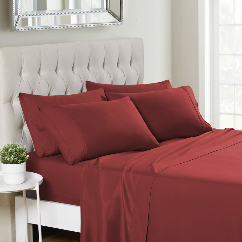 Ensemble de draps luxueux en microfibre douce avec taies d'oreiller en prime, Bourgogne