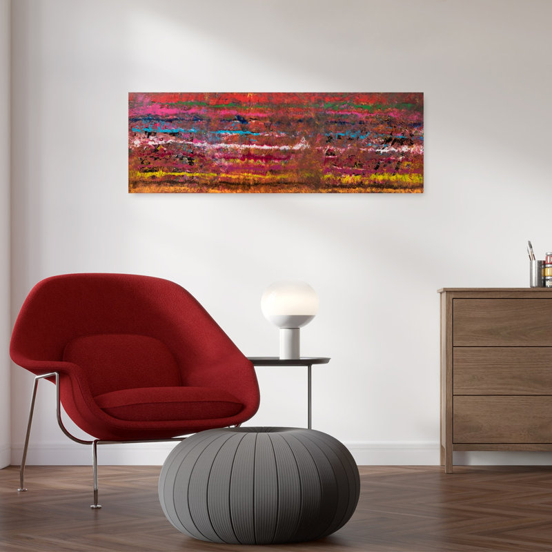 «Vibrant Layered Stripes», art mural contemporain abstrait, H 12 po x l 36 po