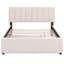 Lit rembourré avec motif à rayures et construction beige - Style de stabilité de chambre à coucher uni-673587214