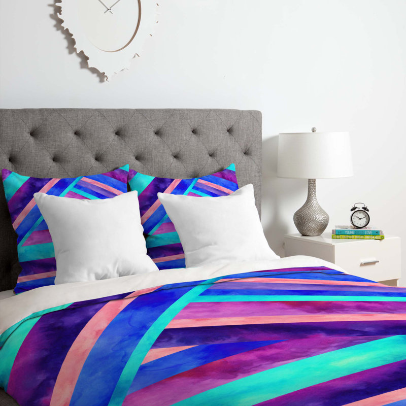 Jacqueline Maldonado Polyester Striped Duvet Cover, Twin/Twin XL Duvet Cover + 1 Standard Sham