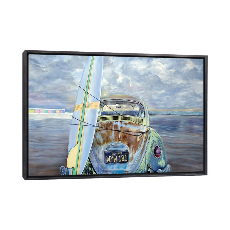 « Surf » par Marcello Petisci-impression, Pas de tapis, H 26 po x l 40 po x 1,5 po, Toile avec cadre noir patiné
