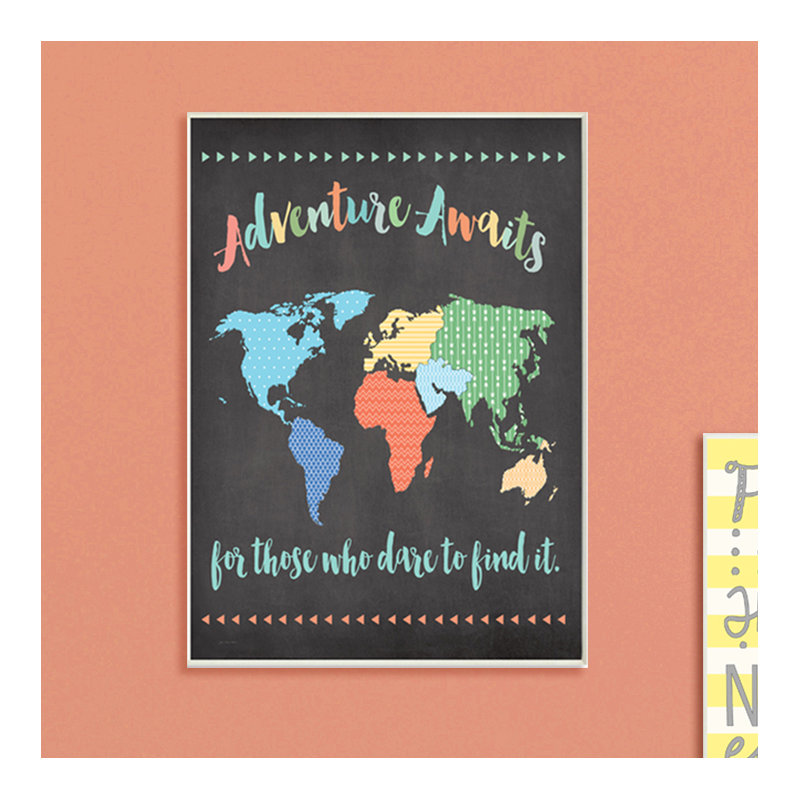 «Gupton Adventure Awaits World Map», art encadré