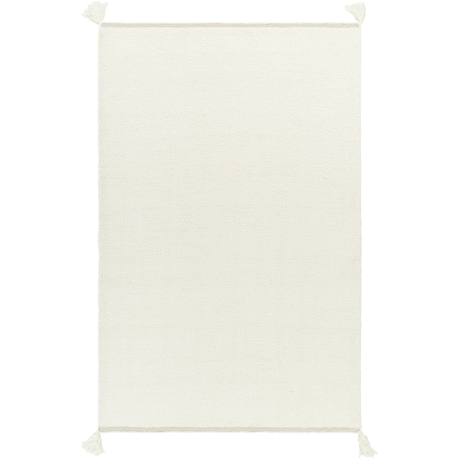 Amberg Hand Tufted Wool White Rug, Rectangle 9' x 12'