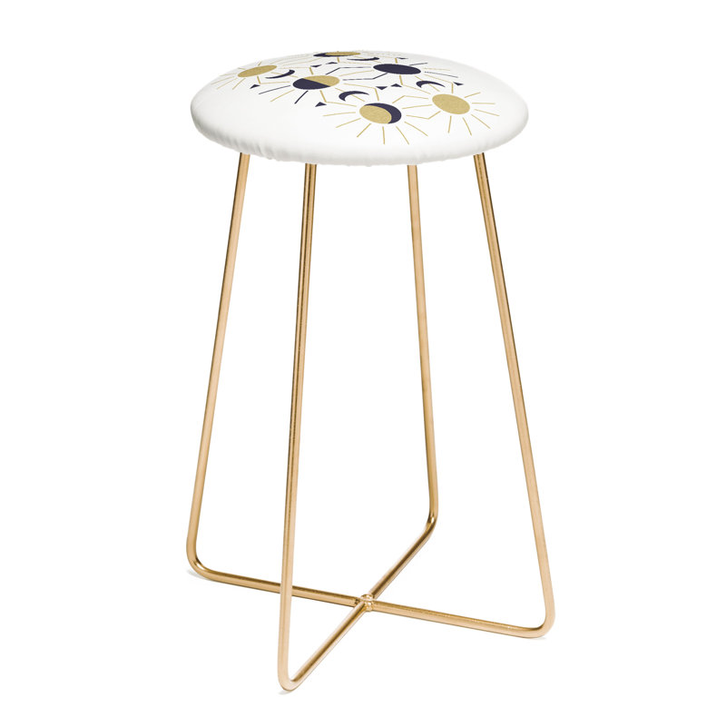 Emanuela Upholstered Counter Stool with Metal Frame