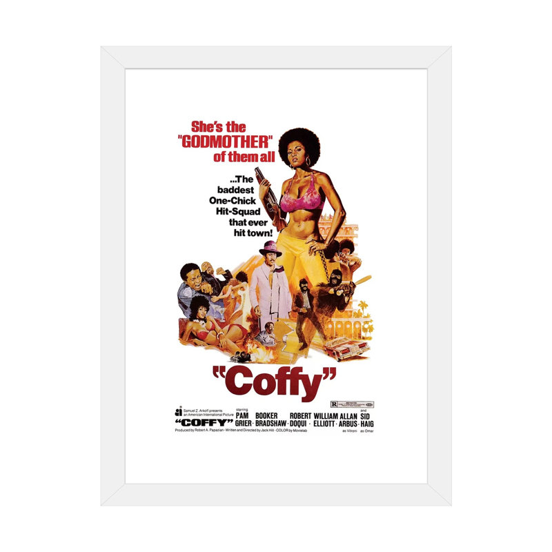 Coffy - publicité, H 24 po x l 16 po x P 1 po, Papier encadré blanc, Blanc