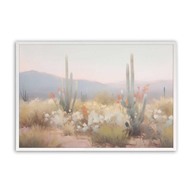 Cactus du crépuscule, Cadre photo simple blanc opaque, H 25 po x l 37 po