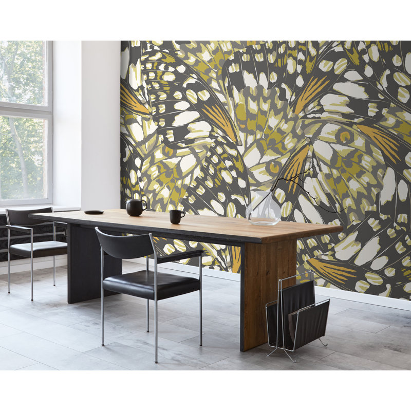 Lark Manor Butterfly Wings Matte Roll, 300cm L x 240cm W, Black/Olive Green