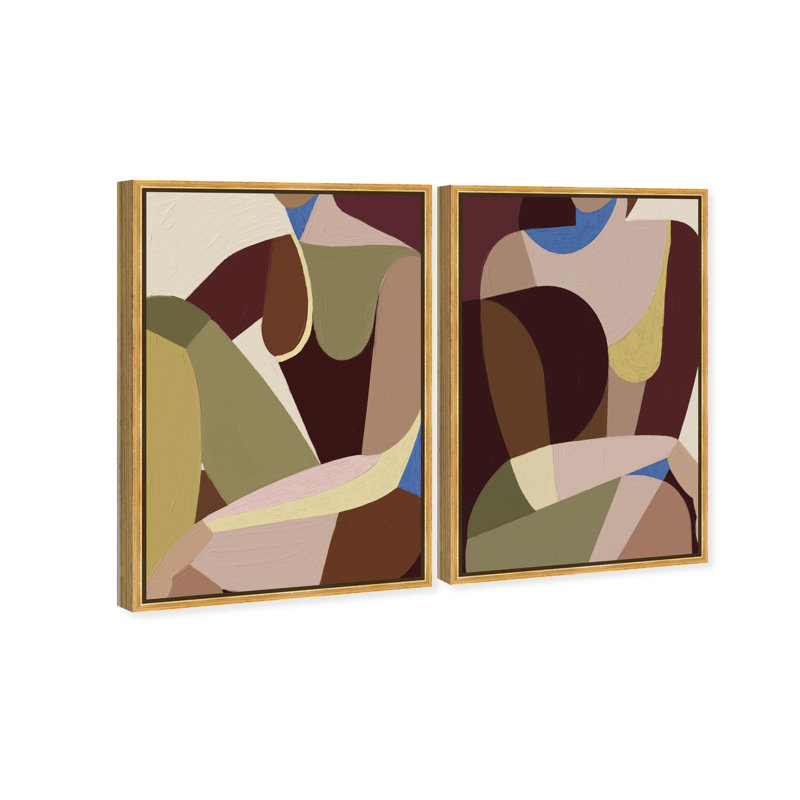 Body Studio Set Abstract Canvas Print by Oliver Gal, Black Frame, 10 x 15, 25" H x 17" W, Gold Floater Frame