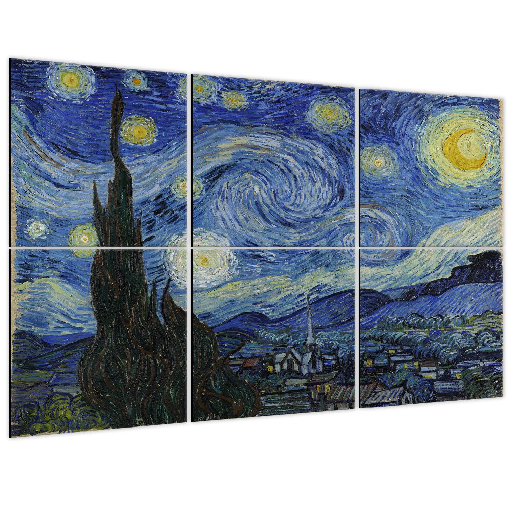 6-tlg. Wandbilder-Set The Starry Night von Vincent Van Gogh