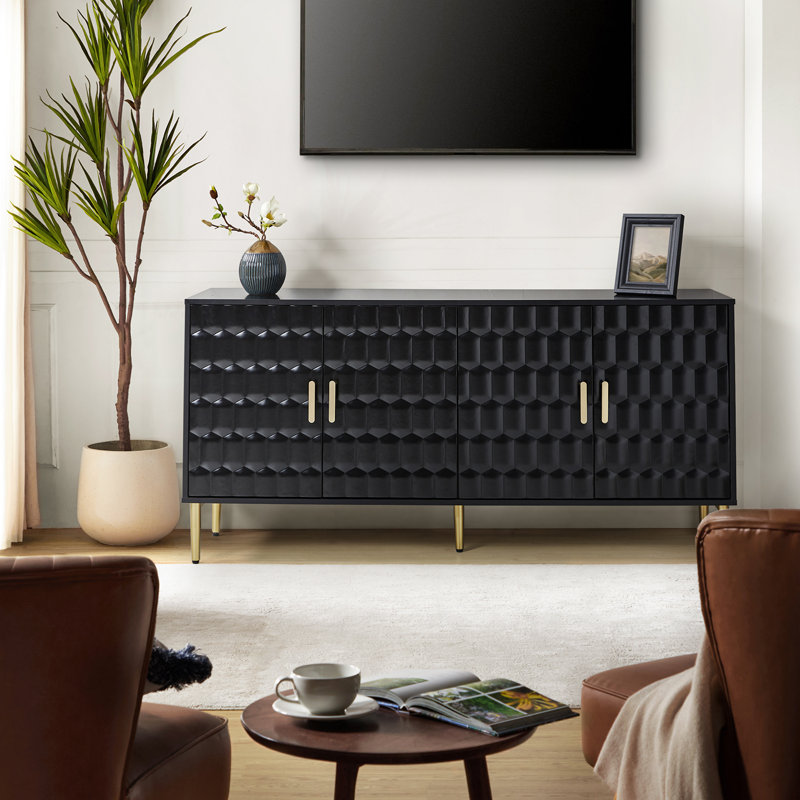 Buffet moderne Silken avec portes réglables, Noir
