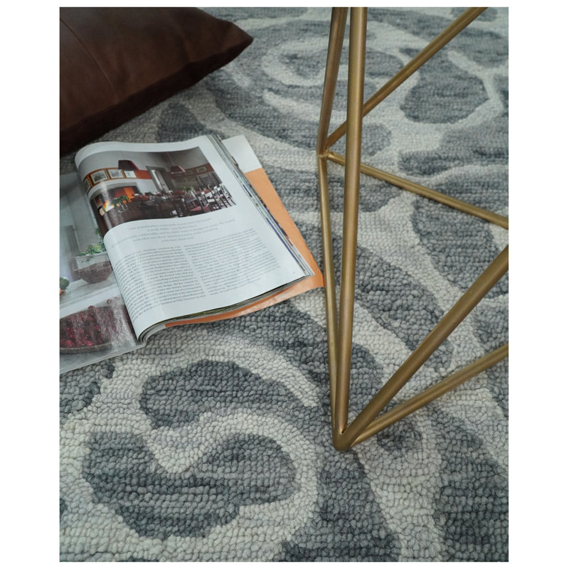 Tapis argenté en laine touffeté à la main Ballico