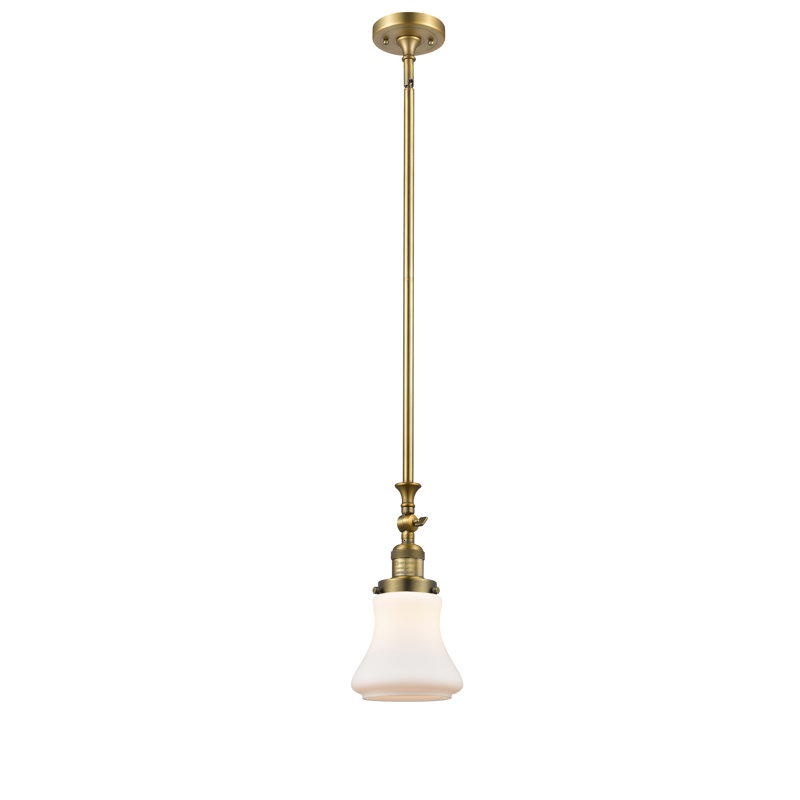 Luminaire suspendu en forme de cloche à 1 lumière Edda, Blanc mat, Laiton brossé, Ampoule DEL 6 watts Vinage