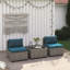 Ensemble de canapé d'extérieur en osier pour 2 personnes avec coussin-2010862680