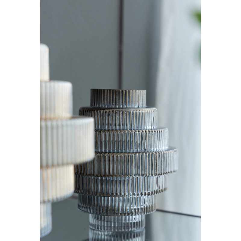 Vase géométrique à plusieurs niveaux, H 6,7 po x l 5,9 po x P 5,9 po, Gris, Set of 2