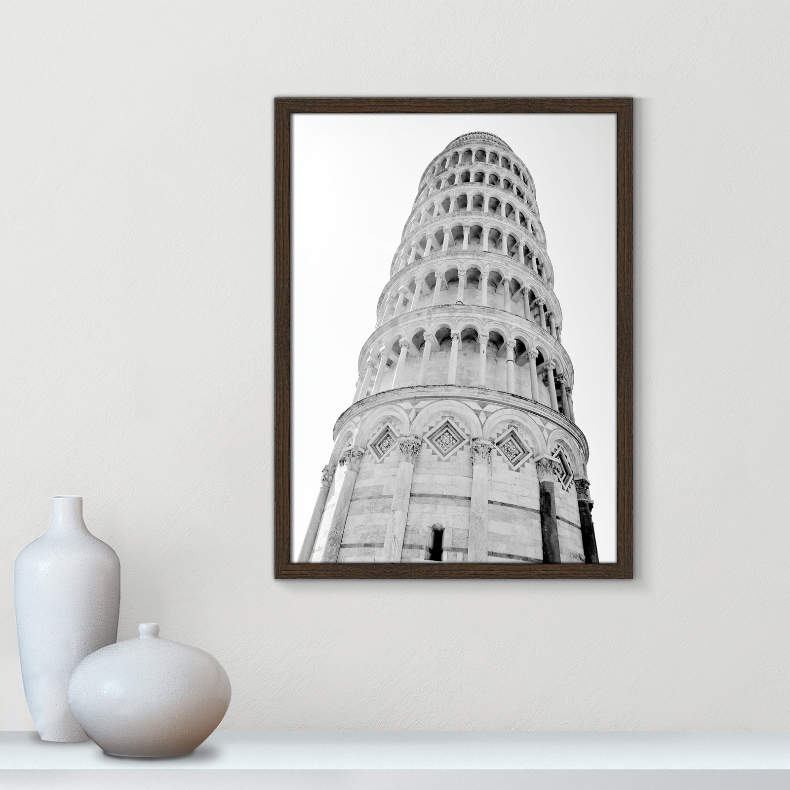 Iconic City Collection "Pisa" Print by Natalie Carpentieri, Walnut Single Picture Frame, No, 23" H x 17" W x 0.75" D