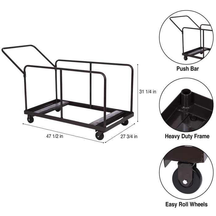 Brown Folding Dolly with Tubular Steel for Tables