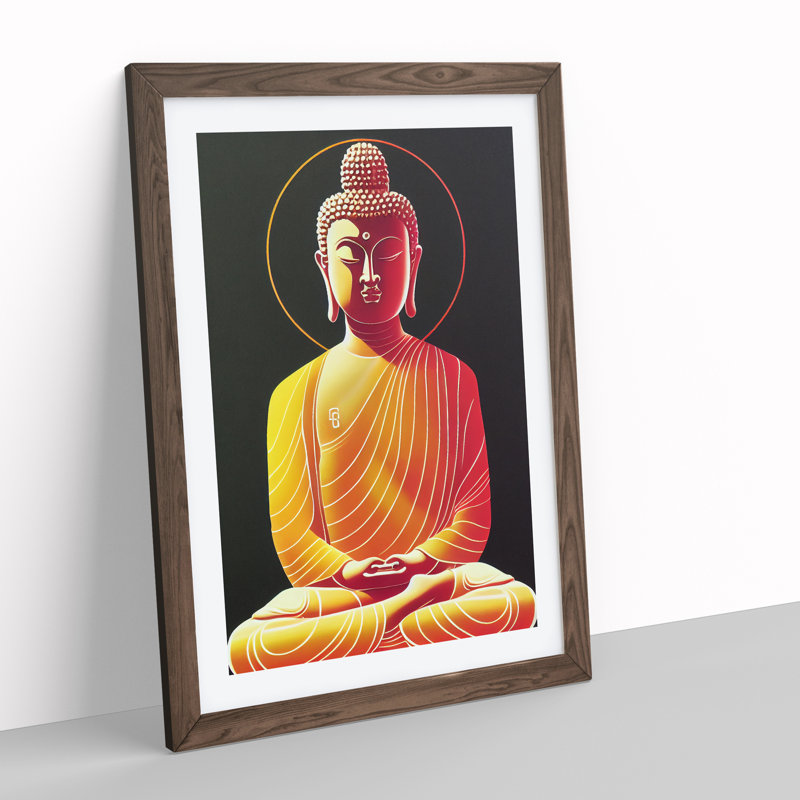 Electric Buddha - Wall Art, 64cm H x 46cm W x 2cm D, Walnut Framed Paper