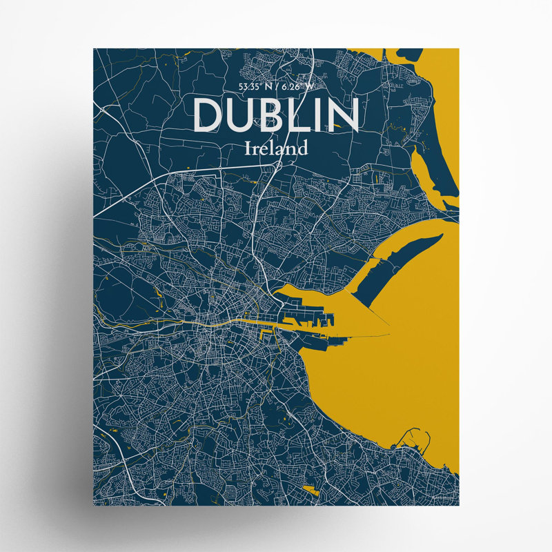 Dublin City Map In Amuse - No Frame Print, 20cm H x 16cm W x 0.05cm D