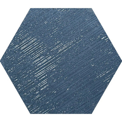 Zenith 9 po x 11 po Carreau de sol et mur texturé en porcelaine hexagonale texturée bleu indigo (paquet de 8,07 pieds carrés / boîte) - paquet de 16