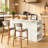 U-Shaped Multi-Functional Bar Cabinet, Folding Tabletop With Power Outlet, Integrated Wine Rack And Storage Design-107014692
