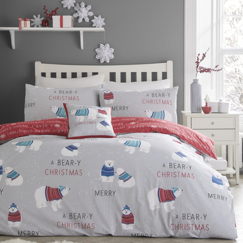 Polar Bear 130 TC Duvet Cover Set, Single - 1 Standard Pillowcase, Grey