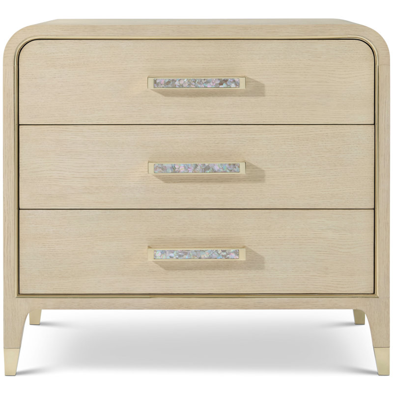 Judith Leiber Couture 3 - Drawer Nightstand, Gold/Gray/Martini
