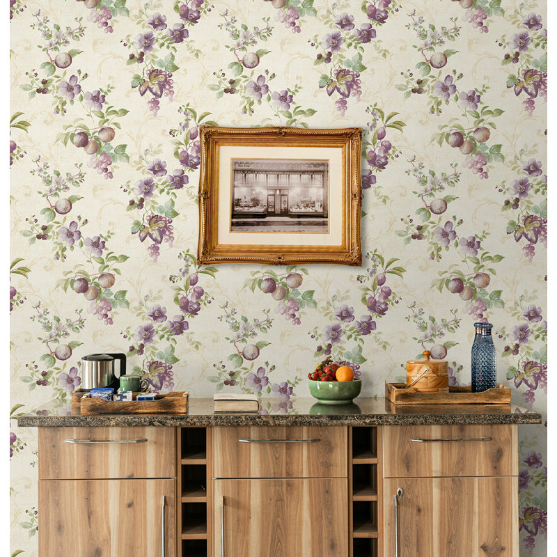 Papier peint non collé Seabrook Designs, Prune / sauge