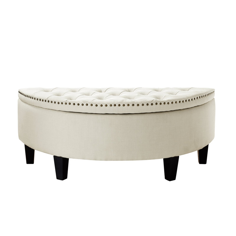 Rangement demi-cercle capitonné noir 44 po Venne, White Linen