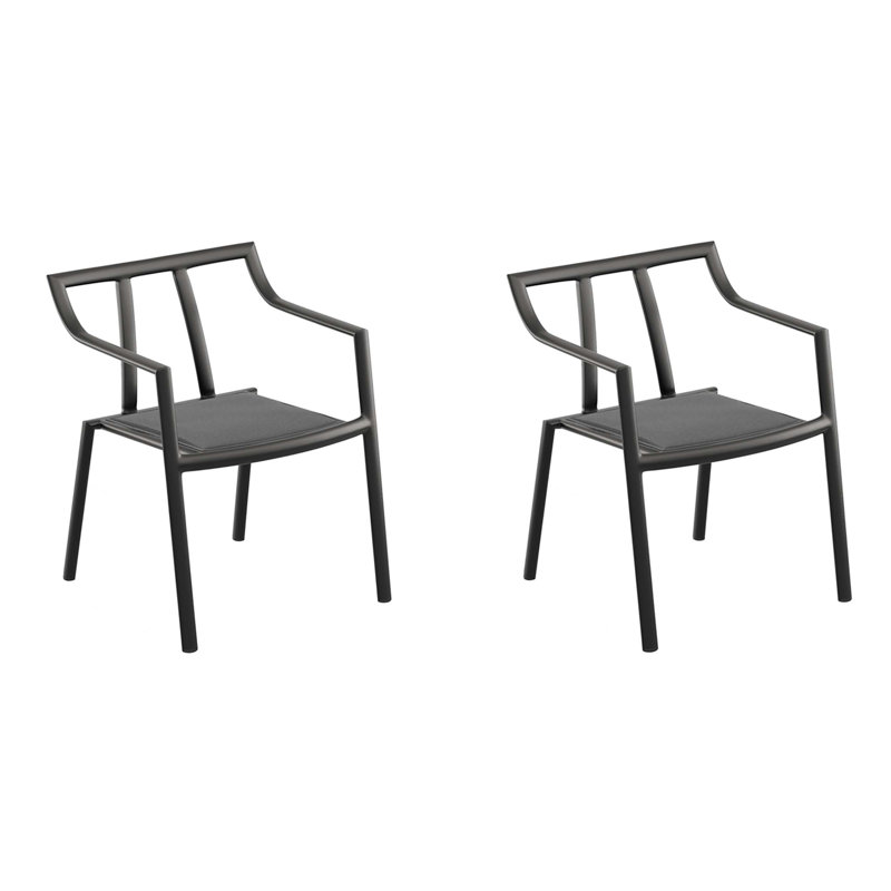 Markoe Stacking Metal Patio Dining Armchair