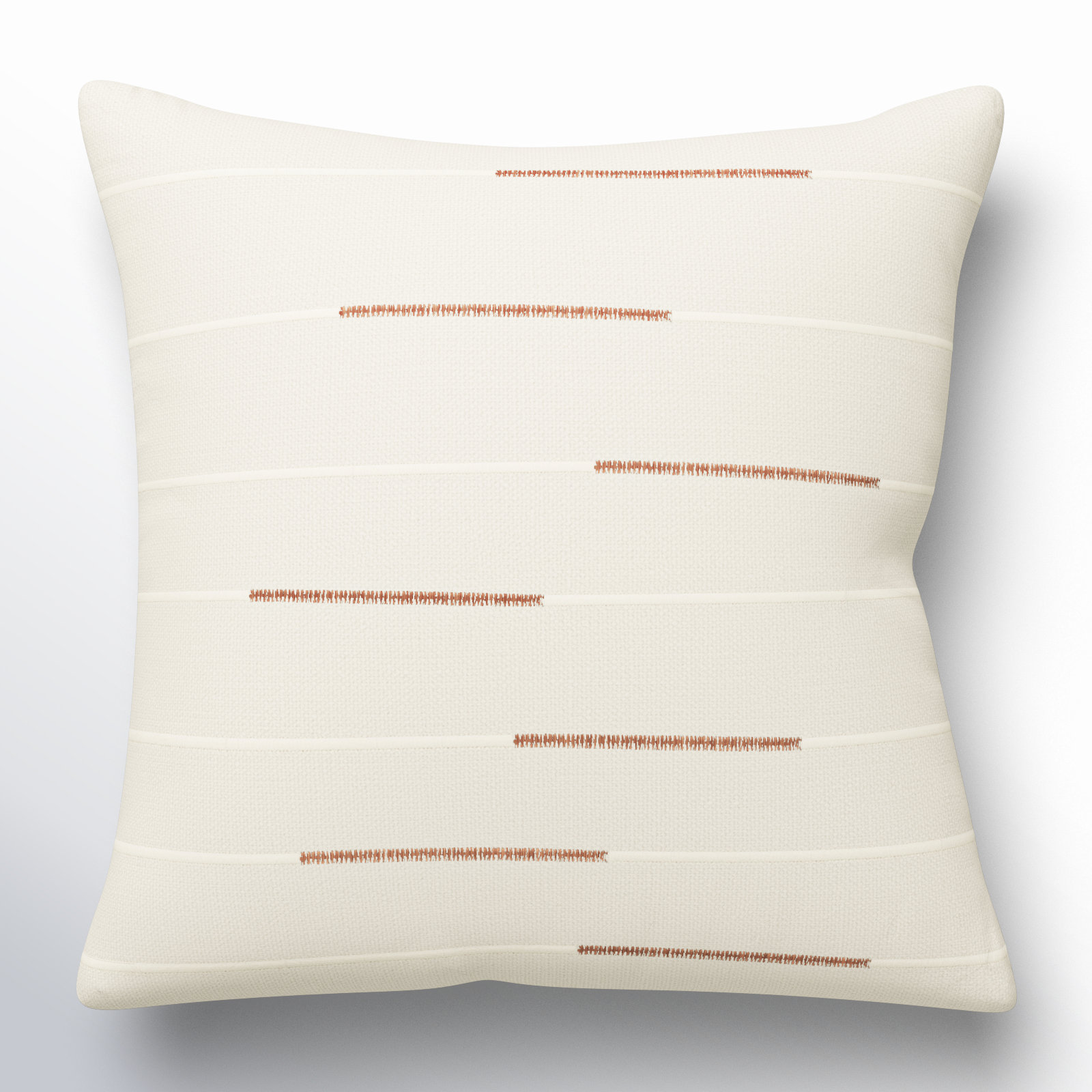 Oda 20" x 20" Embroidered Throw Pillow, Ivory/Brown