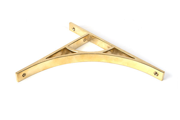 Tyne Shelf Bracket, 26cm H x 7.9cm W x 2cm D, Polished Brass