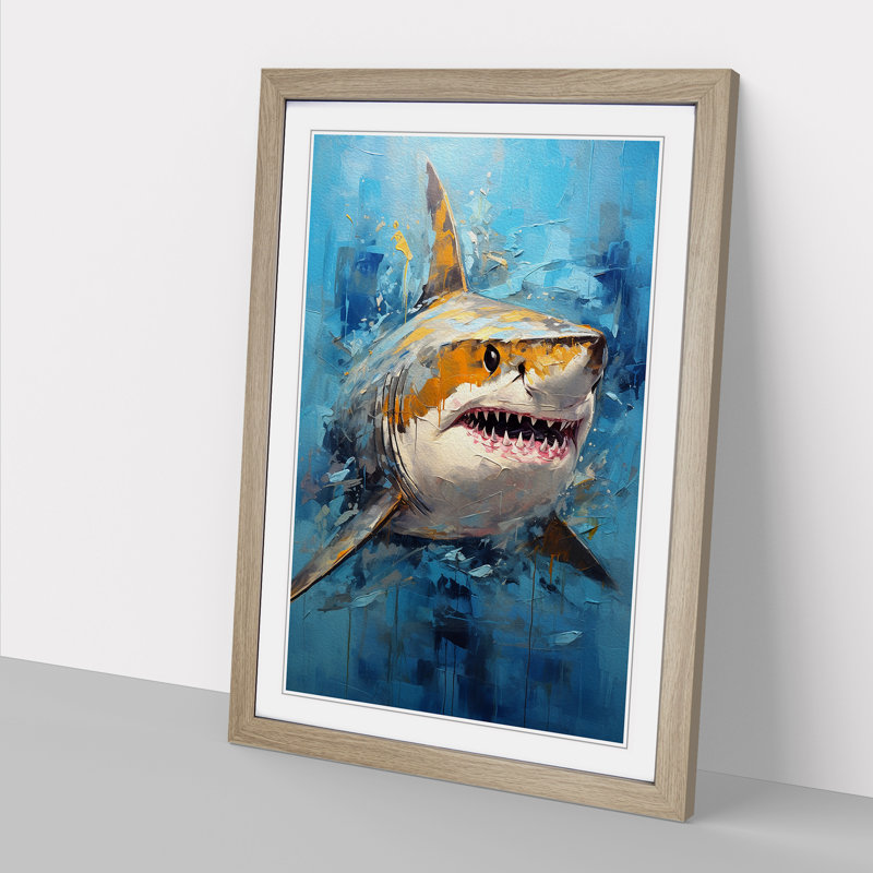 Shark Modern - Framed Print, Oak Framed, 34cm H x 25cm W